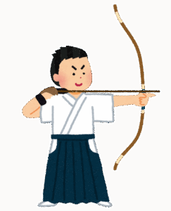 弓使いの技、連続で射つ　空に向かっていっぱい射つしかない……
