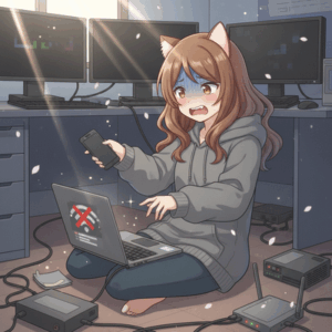 パソコンの先生来て(´；ω；`)急にWiFiが検出されなくなったの